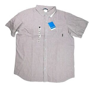 COLUMBIA Mens Dress Shirt Short Sleeve Pocket Button Front Size XL